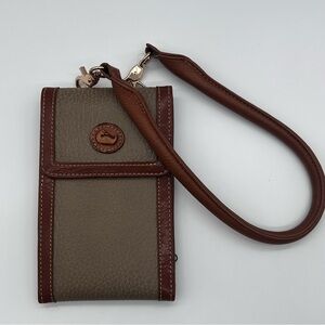 Dooney & Bourke Brown and Tan Leather Wristlet Euc Nwot